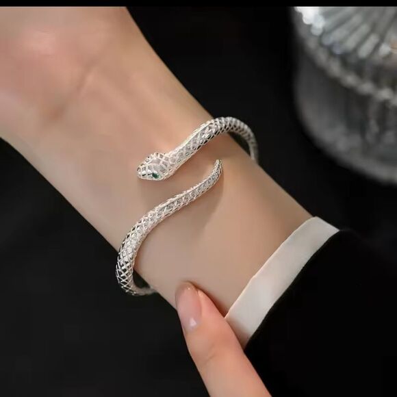 Silver Serpente Snake Bracelet-Bold and Elegant - Picture 3 of 13